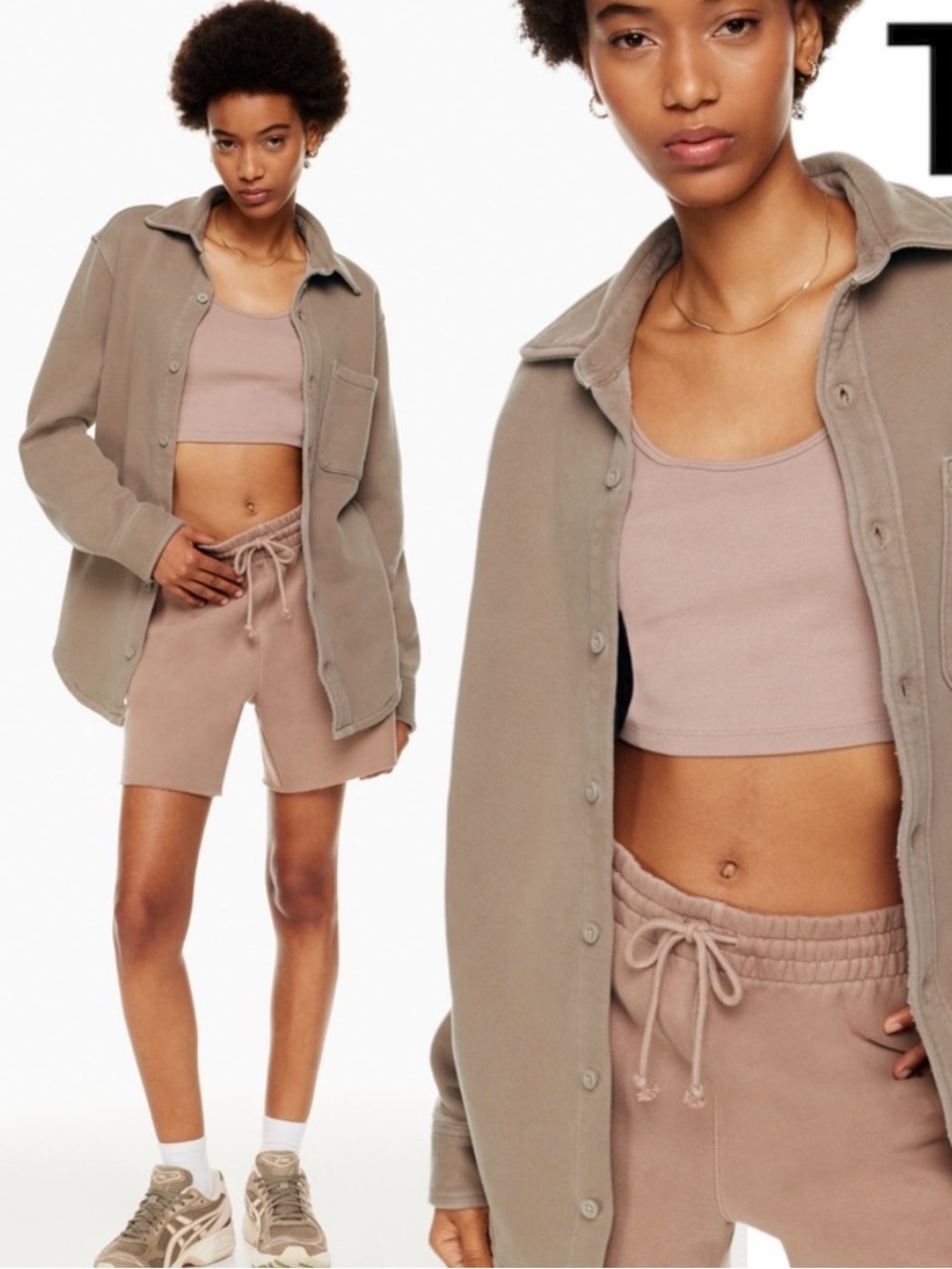Aritzia TNA Cozy Fleece Boyfriend Shirt